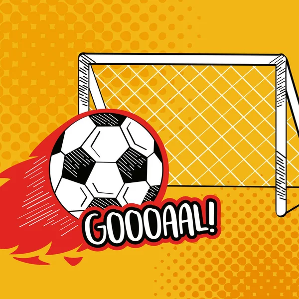 Soccer balloon onfire goal — Stock Vector