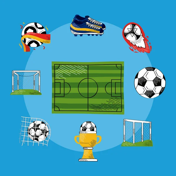 Football soccer nine icons — Stock Vector