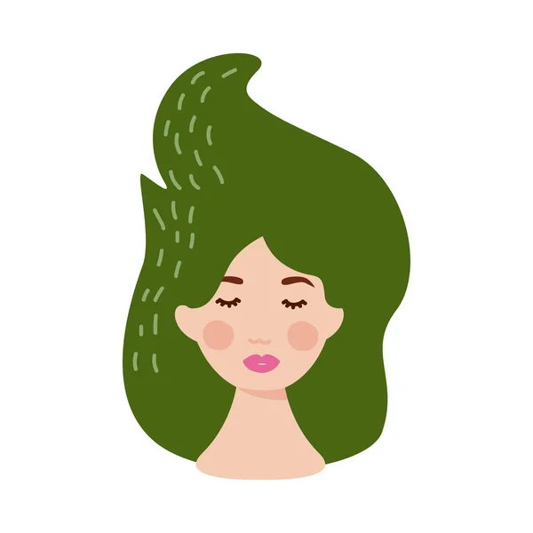 Şirin yeşil saçlı kadın. — Stok Vektör