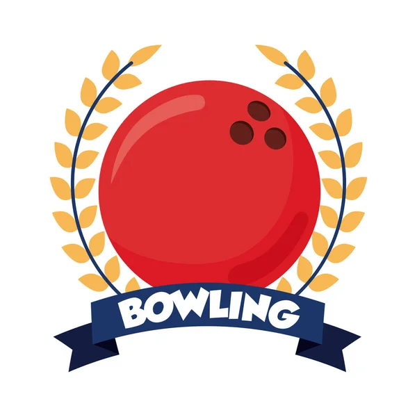 Emblema di bowling con palla — Vettoriale Stock