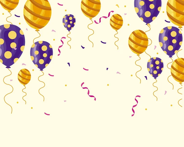 Celebração balões e confetes — Vetor de Stock