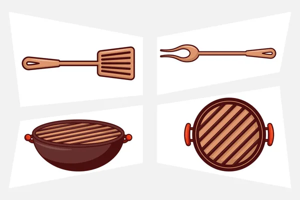 Cztery ikony grilla BBQ — Wektor stockowy