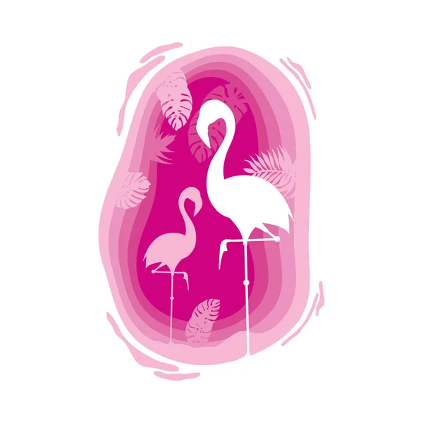 Flamingó papír vágott stílus — Stock Vector