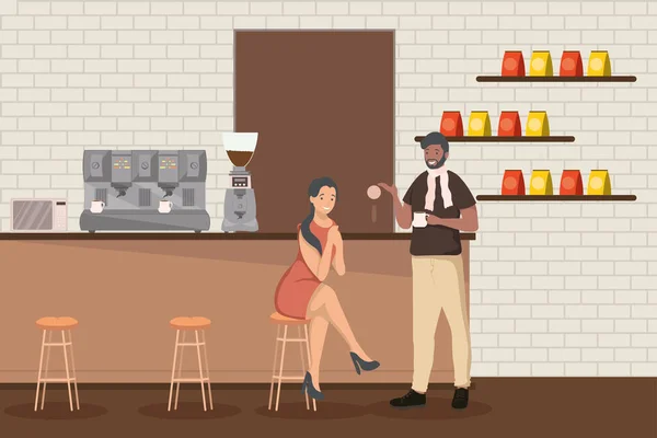 Couple dans un café — Image vectorielle