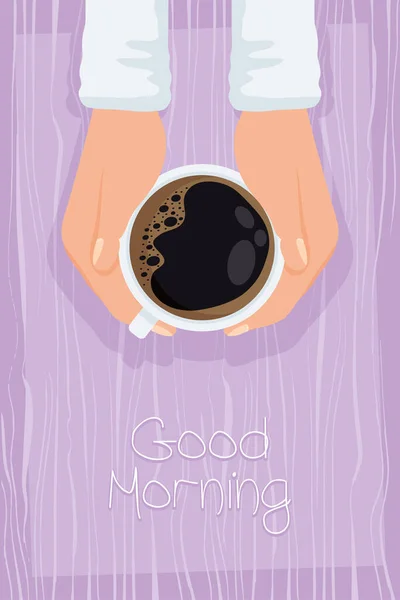 Good morning lettering postcard — Stock Vector