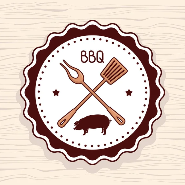 Bbq seal with pork — Stock Vector