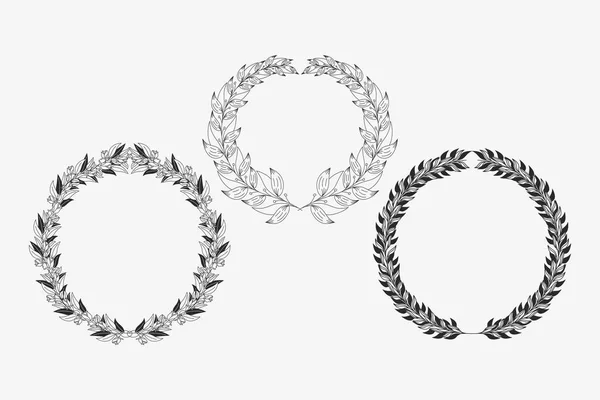 Três ícones de coroas de louro —  Vetores de Stock