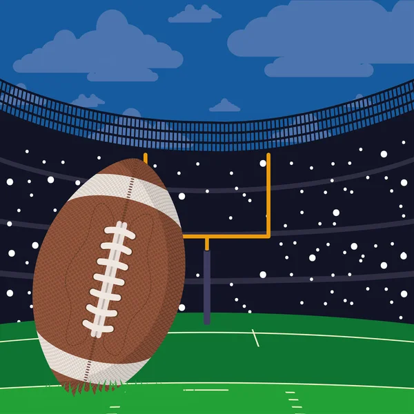 Bola de futebol americano no estádio — Vetor de Stock