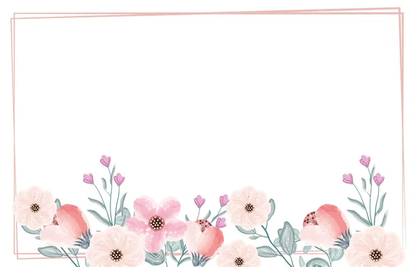 Watercolour floral rectangle frame — Stock Vector