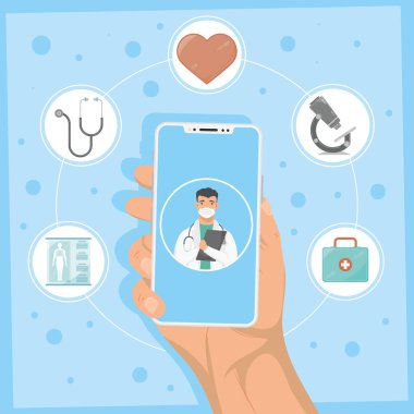 doktor çevrimiçi sağlık ikonları