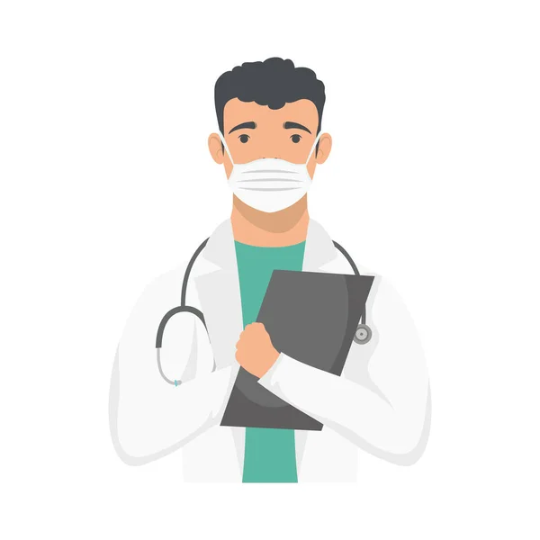 Medico professionista con stetoscopio — Vettoriale Stock
