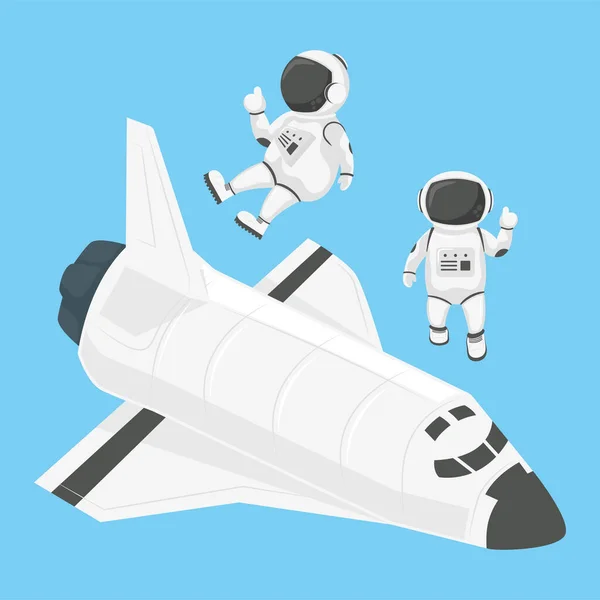 Vaisseau spatial et astronautes — Image vectorielle