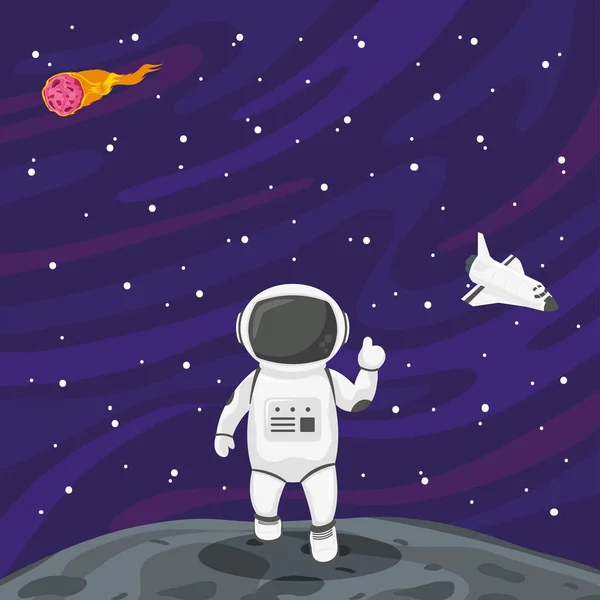 Astronaut promenader i månen — Stock vektor