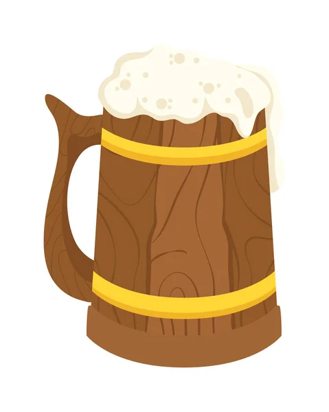 Caneca de cerveja de madeira — Vetor de Stock