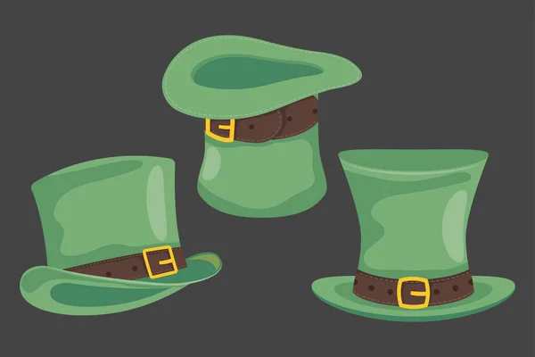 Yeşil şapkaları ayarla — Stok Vektör