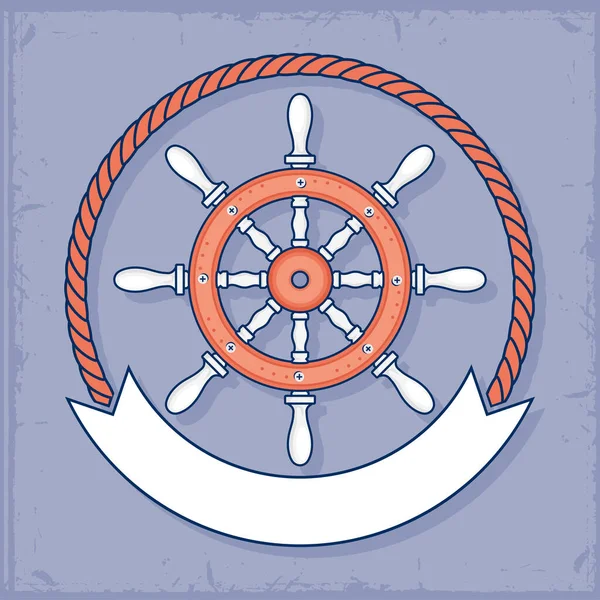 Schiffsruder mit Seil — Stockvektor
