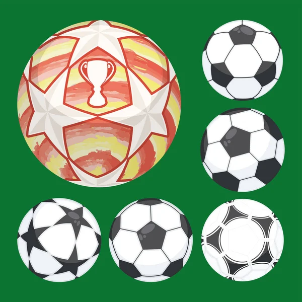 Шість футбольних м'ячів — стоковий вектор