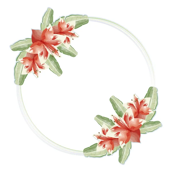 Circular frame with flowers — Stock Vector