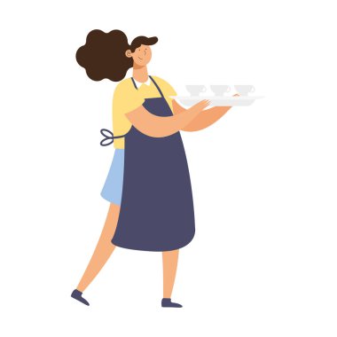 Tepsisi olan bayan garson