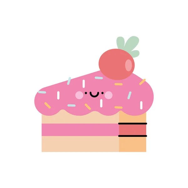 Cute cake kawaii — Stock Vector