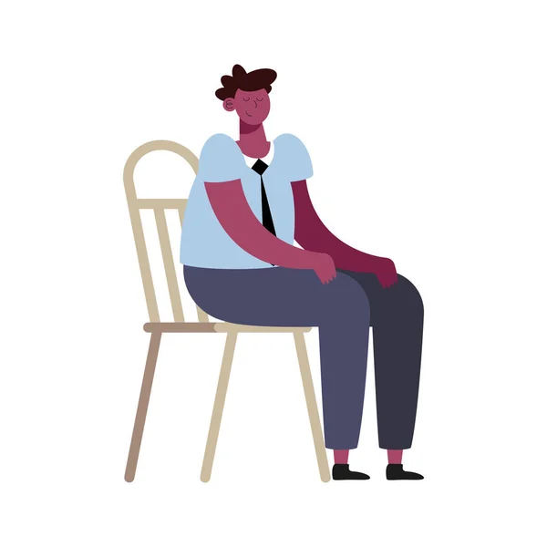 Afro man zittend in stoel — Stockvector