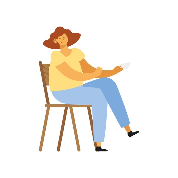 Γυναίκα που κάθεται στην καρέκλα — Διανυσματικό Αρχείο