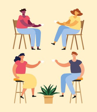 dört restoran insan grubu