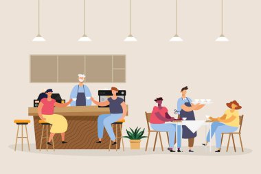 Modern kahve dükkanı sahnesi