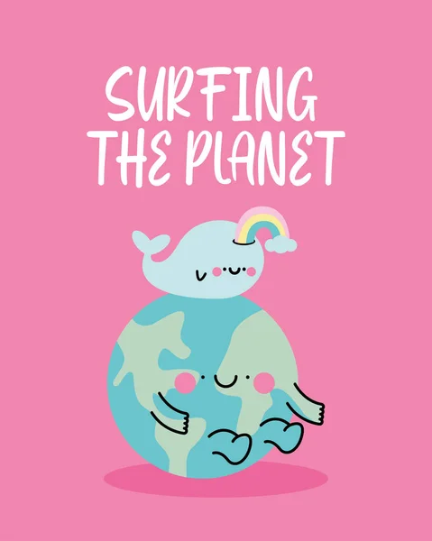 惑星のポスターをサーフィンし — ストックベクタ