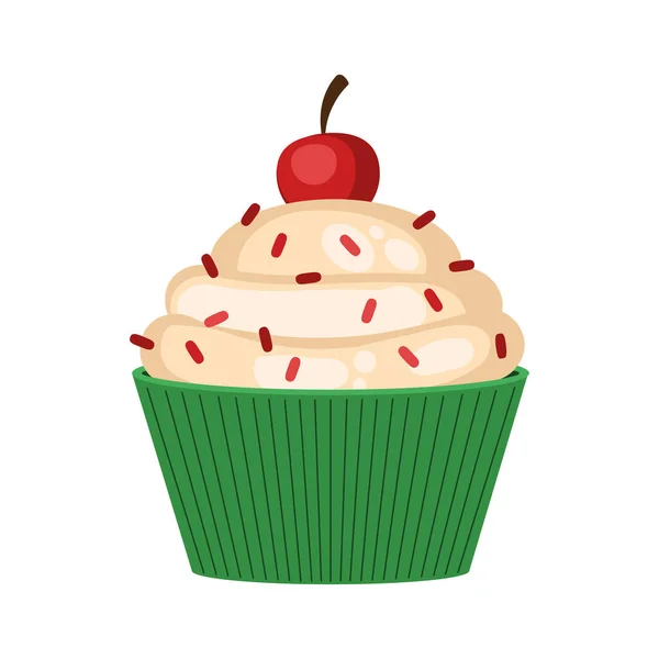 Sweet cupcake with cherry — Stock Vector