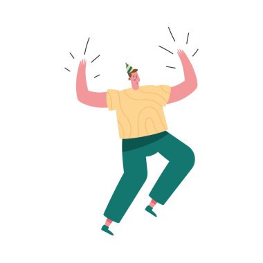 Genç adam kutluyor.