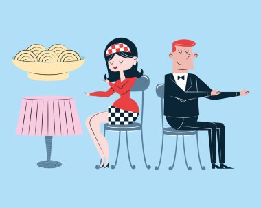 dört romantik yemek ikonu