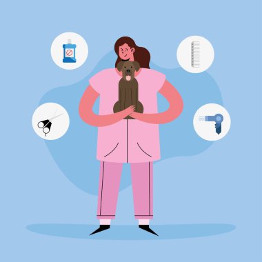 kadın veterinerler ve simgeler