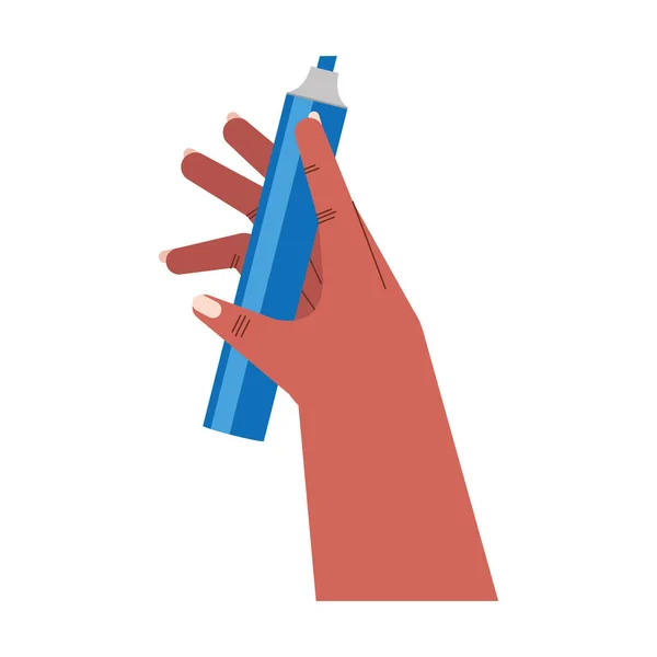 Mano con marcador azul — Vector de stock