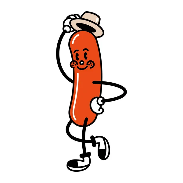 Smiling sausage character — Stock Vector