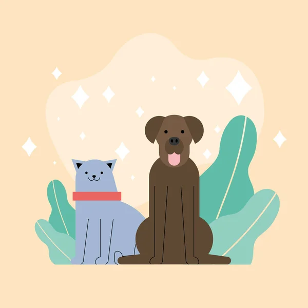 可爱的狗和猫 — 图库矢量图片