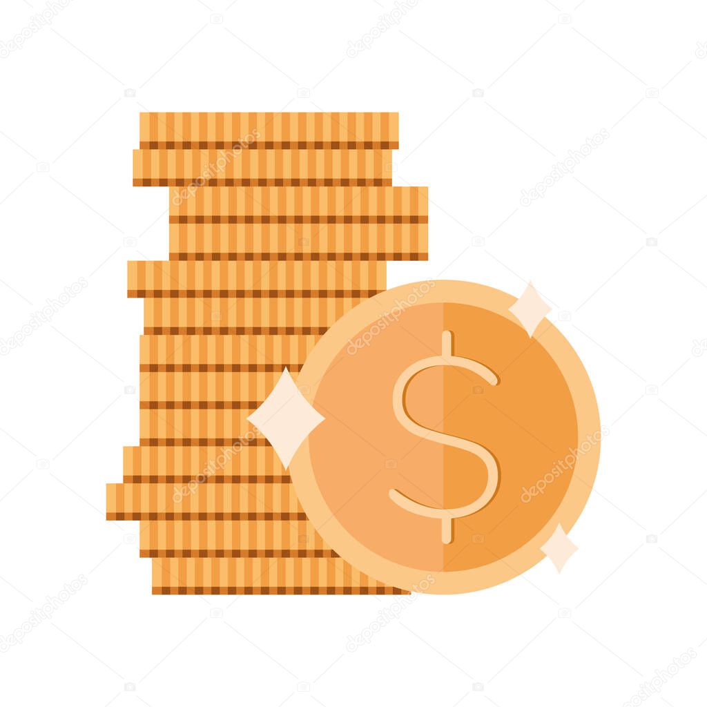 pile coins golden money