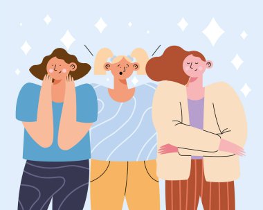 Üç hanım karakterleri hareketlendirir