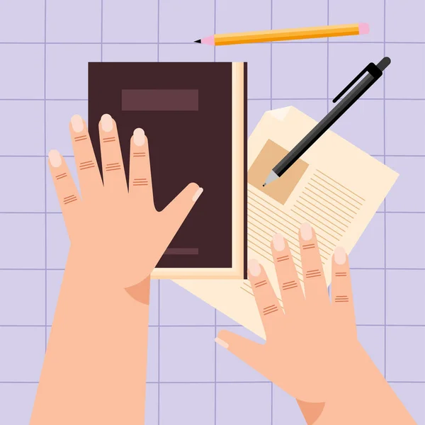 Χέρια που κρατούν σημειώσεις — Διανυσματικό Αρχείο