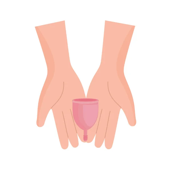 Hands with menstrual cup — Stock Vector