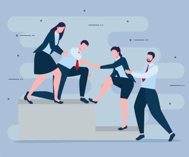 Merdivenlerdeki iş adamları.