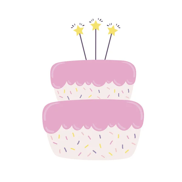 Pastel de cumpleaños rosa — Vector de stock