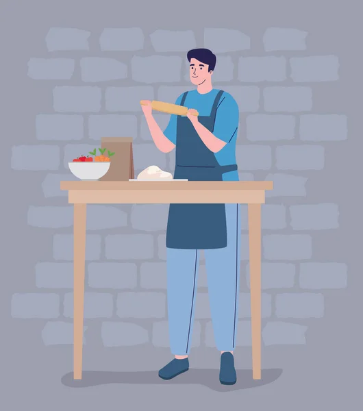 Человек с кухонной утварью — стоковый вектор