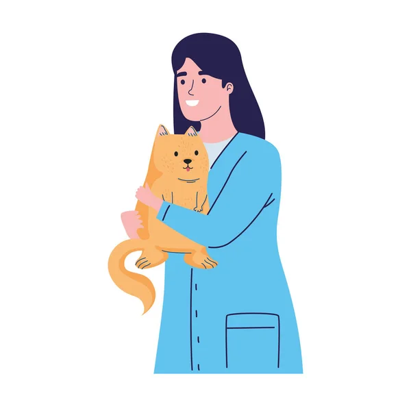 Veterinario che trasporta gatto — Vettoriale Stock