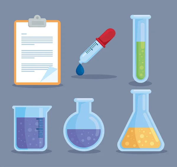 Iconos de química de laboratorio — Vector de stock