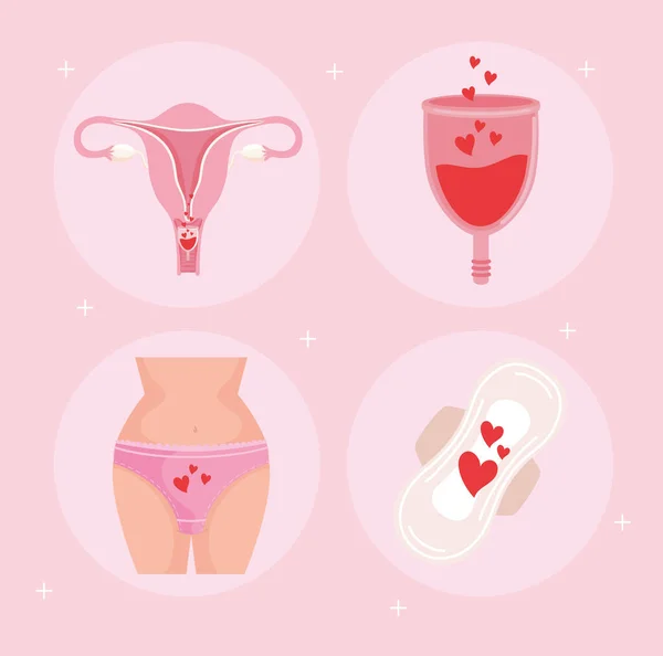 Ícones higiene menstrual — Vetor de Stock