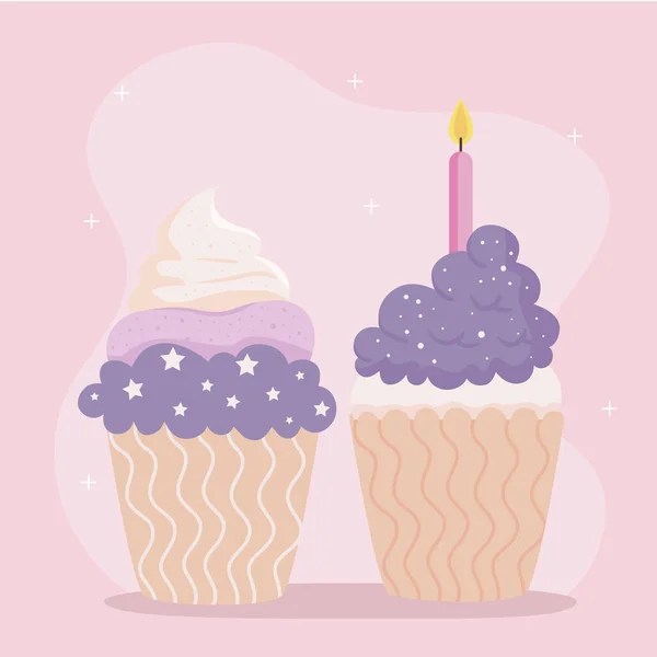 Cartel con cupcakes de cumpleaños — Archivo Imágenes Vectoriales