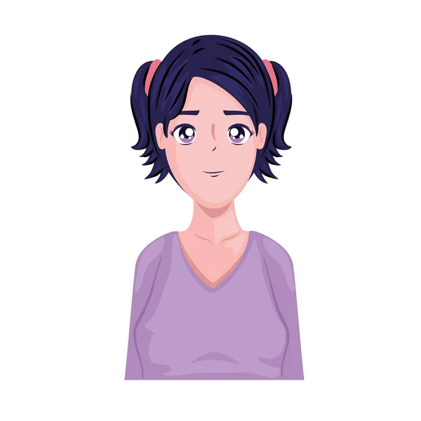 Anime Frau mit kurzen Haaren — Stockvektor