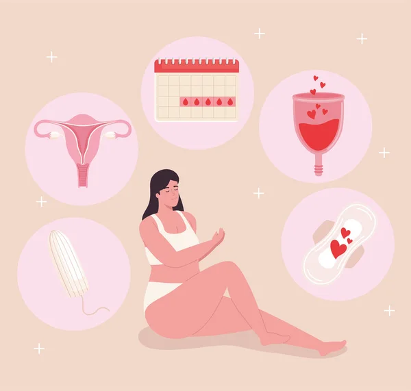 Žena a menstruační vzory — Stockový vektor