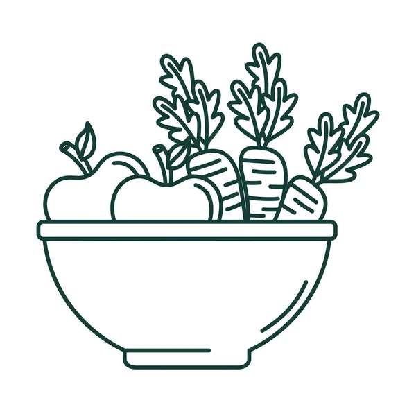Légumes avec fruits dans un bol — Image vectorielle